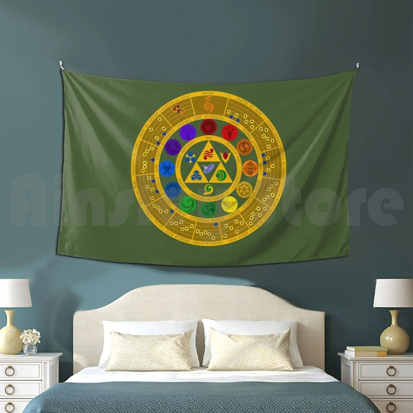 Wheel Of The Hero Of Time Customized Tapestry Ocarina Time Gerudo Goron Sheikah Hylian Zora Kokiri The