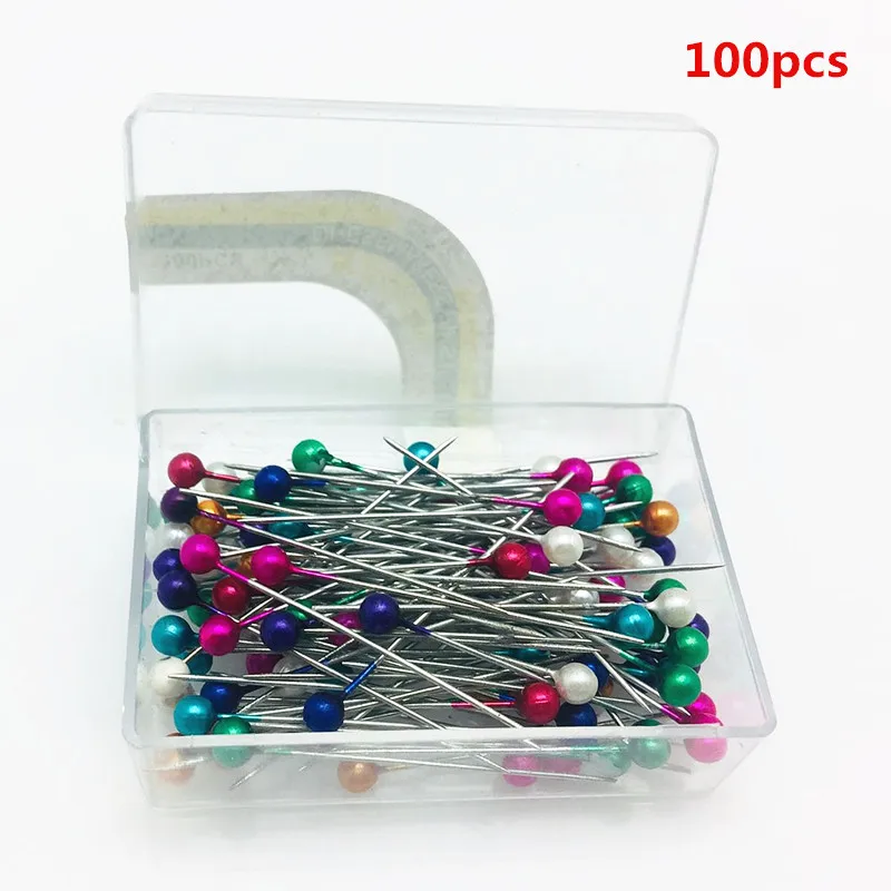 2 Box Colorful Round Pearl Head Straight Pins Tailor Pin wedding corsage florist for Dressmaking DIY Positioning Sewing Tools