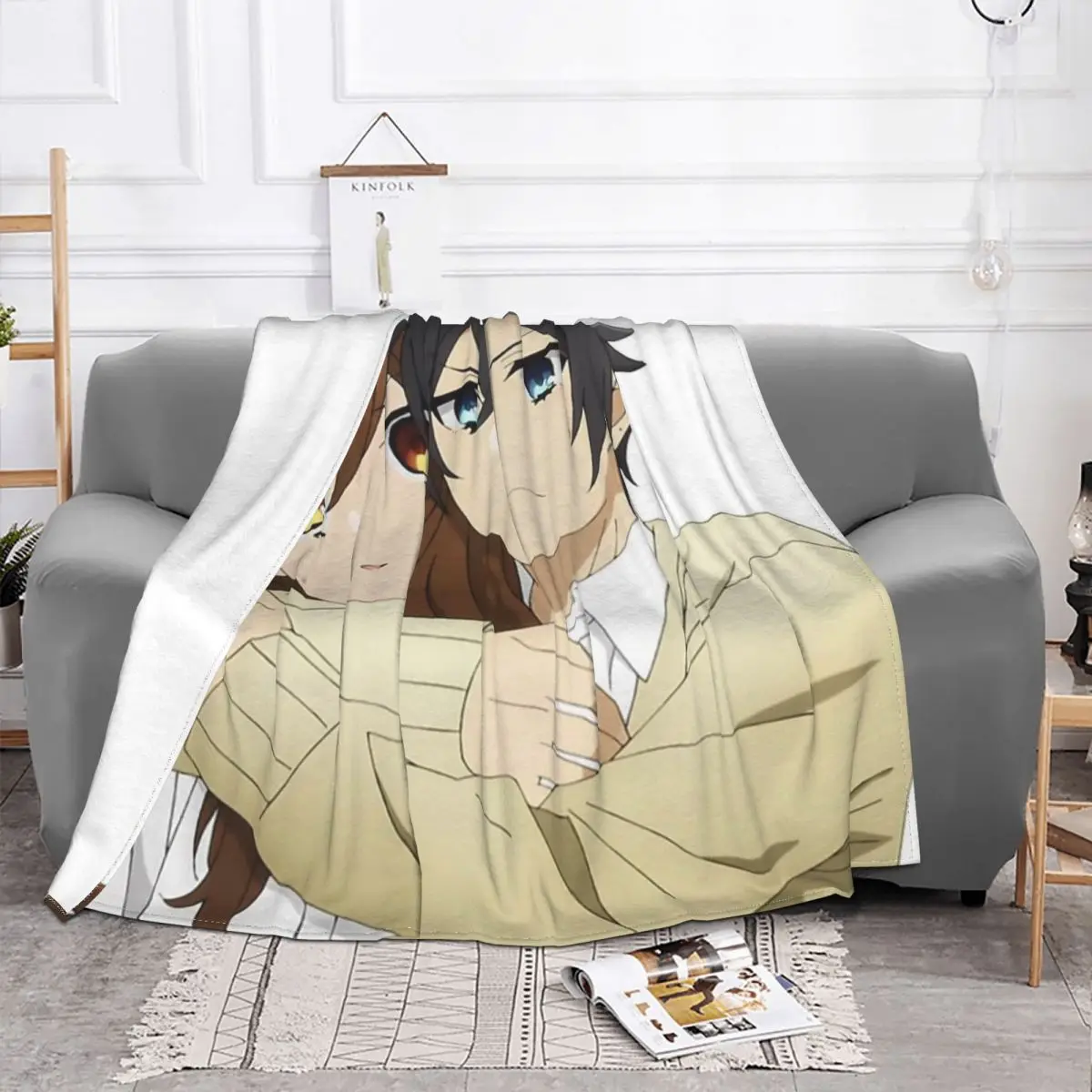 Izumi-Manta a cuadros Miyamura y Kyouko hor, colcha para cama, sofá, cama, sofá, fundas de lana para cama de invierno