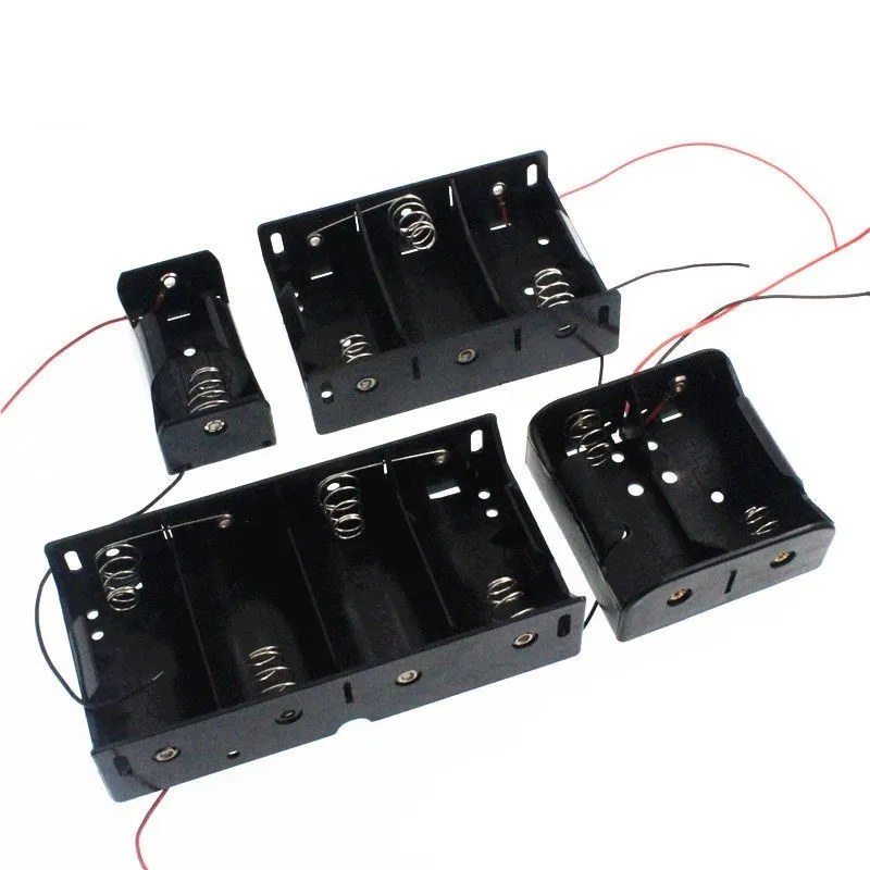 

400pcs/lot 1 2 3 4 Slots DIY Battery Storage Box Case 1x 2x 3x 4x 1.5V D Size Batteries Holder Spring Clip with Lead Wires