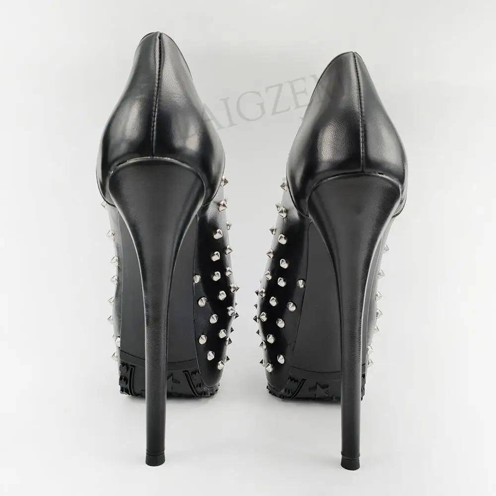 LAIGZEM 2024 Studded Punk Women tacchi alti Platform Pumps Party Show Shoes donna rivetti Talon Femme Large Size 44 45 46 47 50