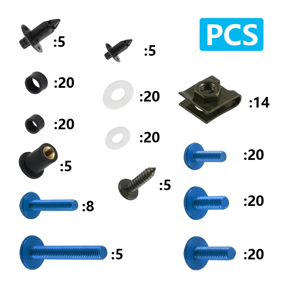 Kit de vis d\'écrou de 2,2 de carénage, vis de 2,2 de carénage, Yamaha TDM 850 900, A, TMAX 500/530, SX, DX SRV250, SRX 400, 600, TDR250, invitation