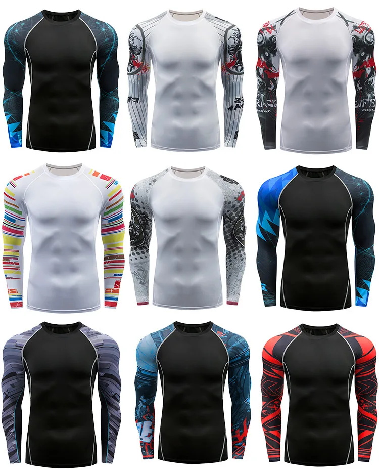 MMA Rashguard Long Sleeve T-shirt Men BJJ Muay Thai T-shirts Jiu Jitsu MMA Compression Shirts Sport Clothing Gym Boxing Jerseys