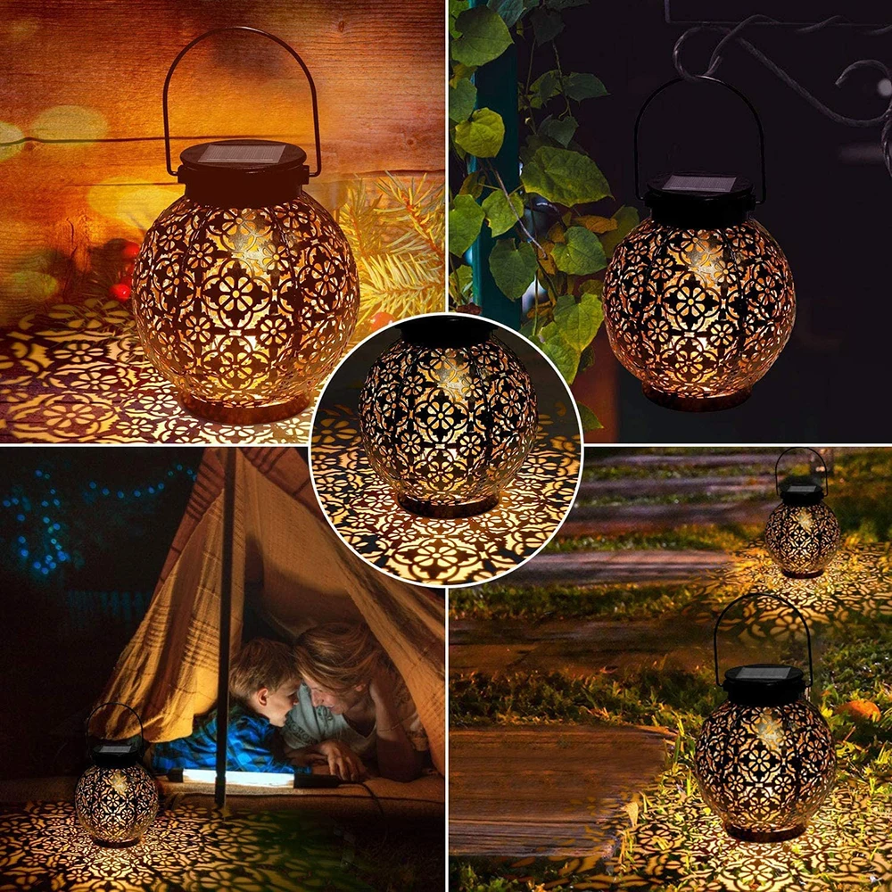 Solar powered Retro Lantern LED Waterproof Solar Lamp Outdoor Garden Lantern Dancing Flicker Flame Light Landscape Decoration