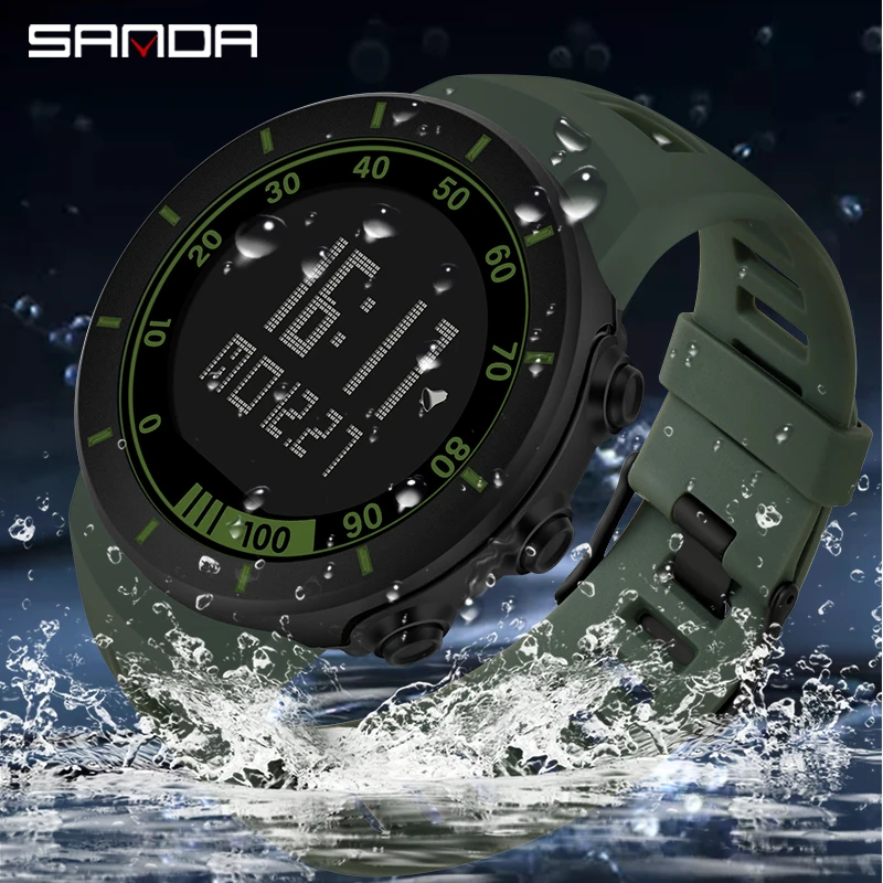 Fashion Brand SANDA Men Watch Luxury Large Dial Digital Watches Luminous Electronic Wristwatches Men\'s Sport Hour Alarm Clock