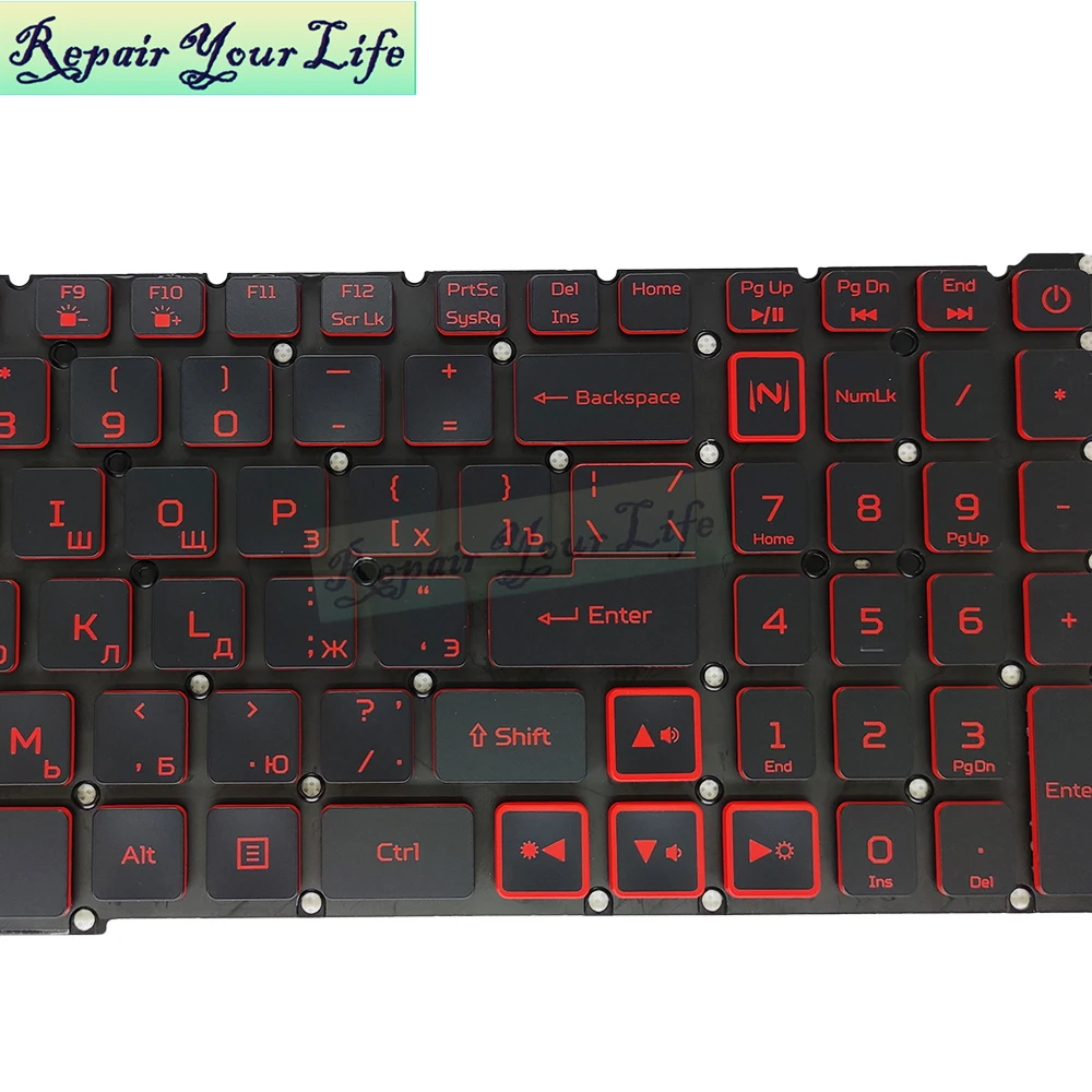 US Spanish RU Russian Backlit keyboard For Acer Nitro 5 AN515-54 43 44 AN517-52 AN517-51 52 AN715-51 Red backlight Keyboards