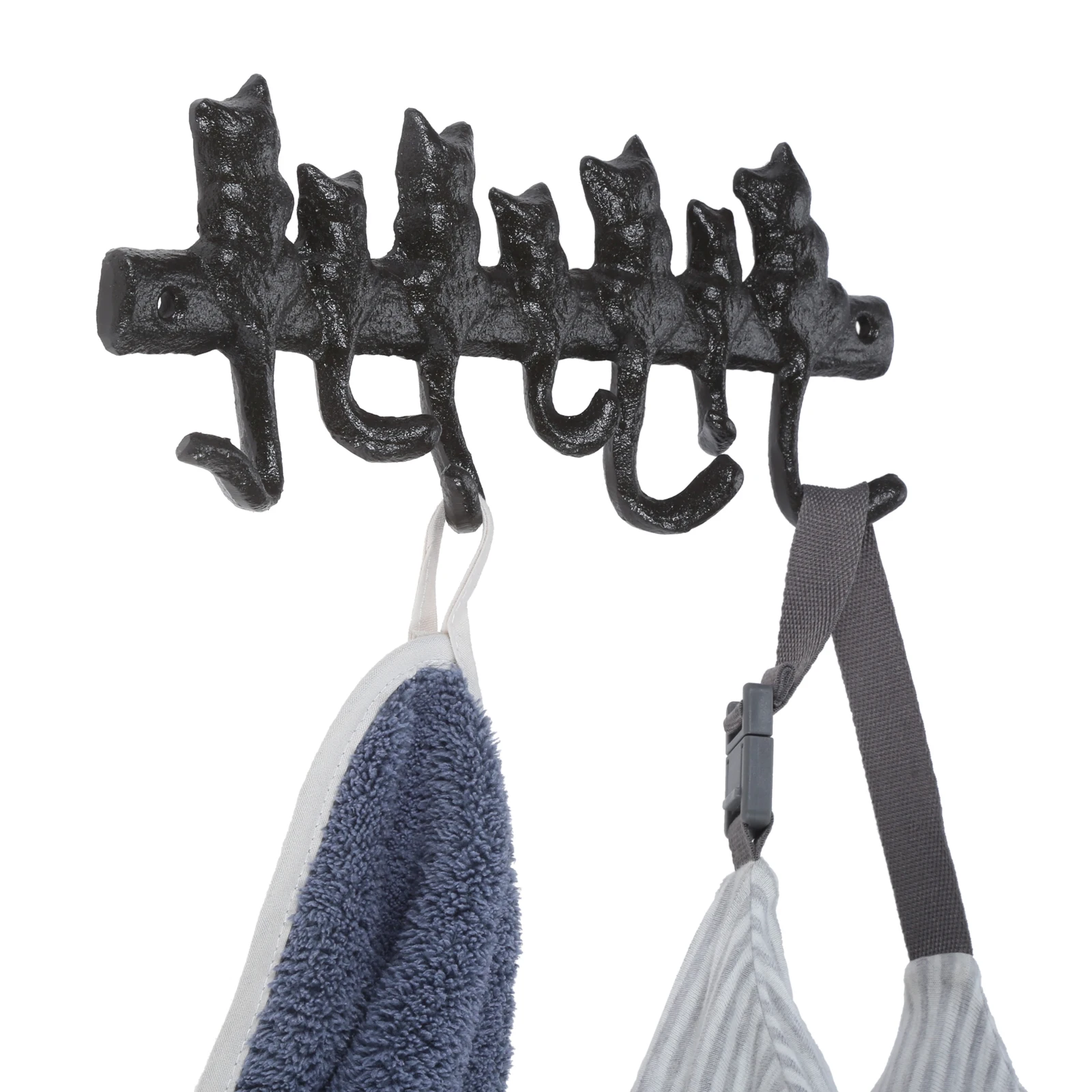 7 in 1 Cats Hooks Iron Cute Vintage Hangers Hanging Keys Holder Housekeeper Wall Hallway Bathroom Kitchen Creative Home Decor