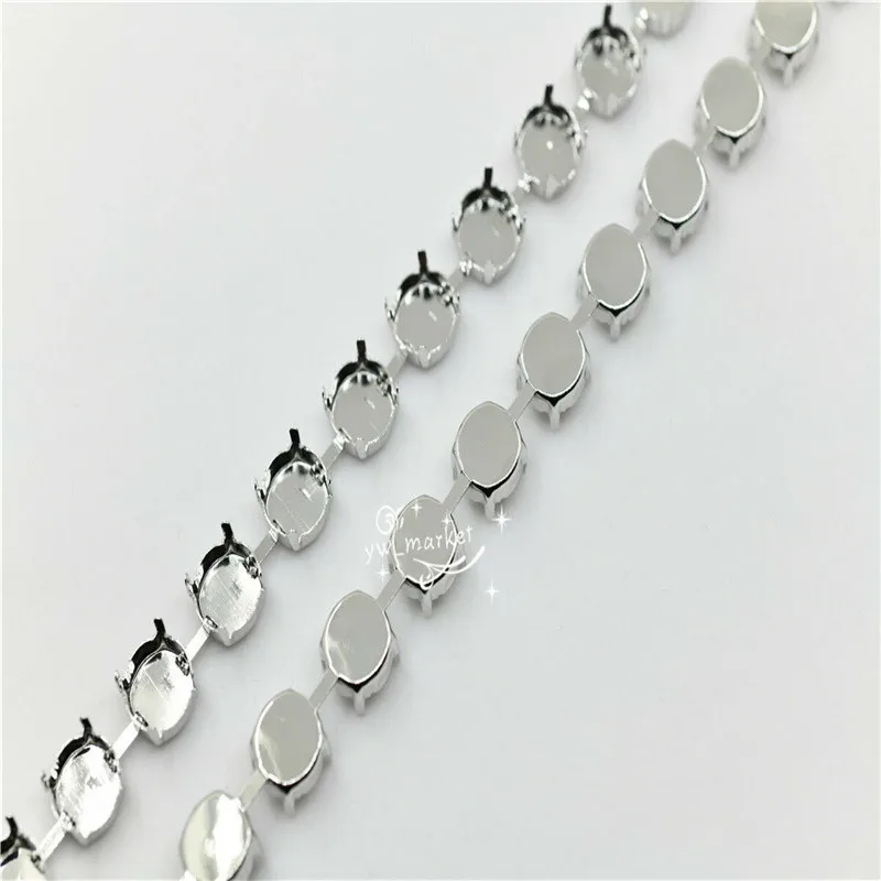 2 yards strong empty cup chain silver  large size for round rhinestones 6mm 8mm 10mm 12mm 16mm 18mm 14mm Jewellery Soldering