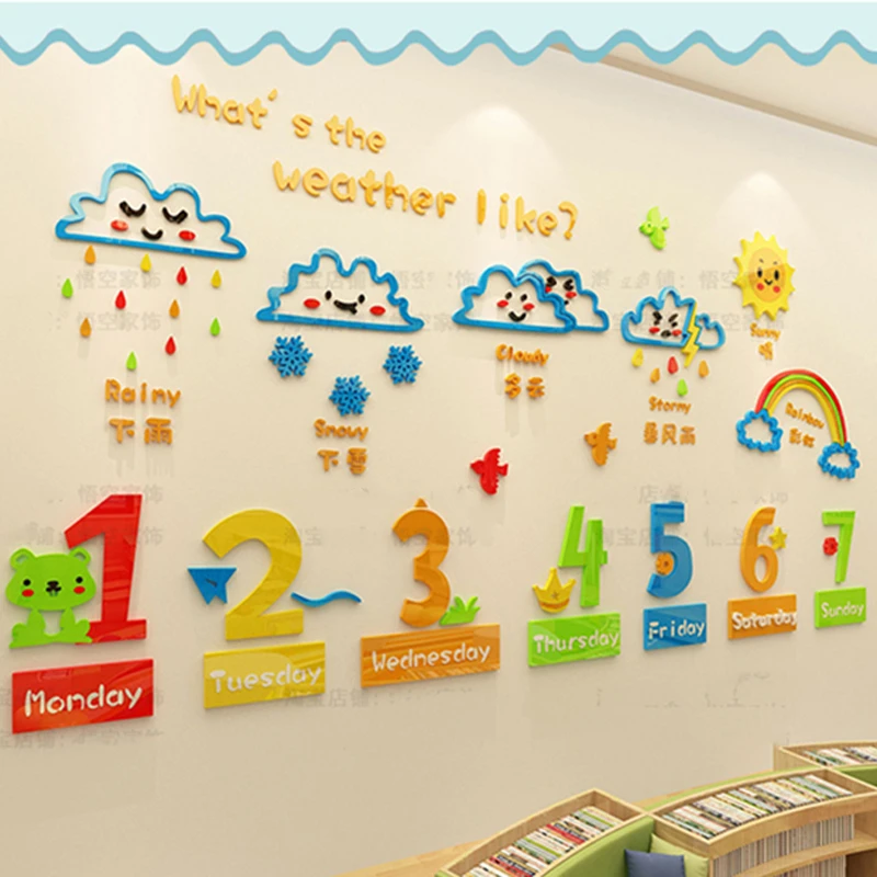 Language Classroom Decoration Wall Stickers Counseling Hosting Class Training Wall Layout Kindergarten Sports Ring Creation Stic