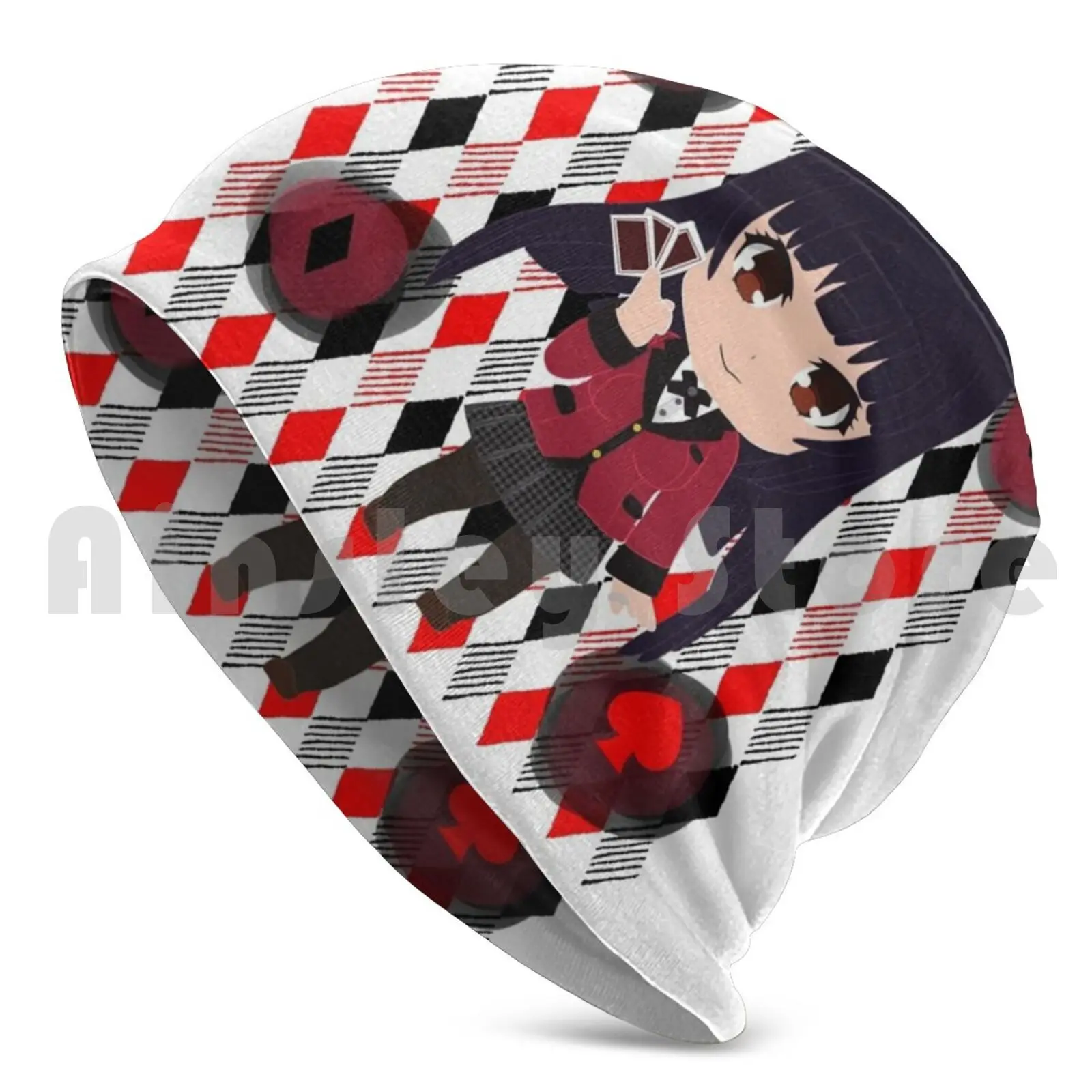 Gambling Freak Beanie Hedging Cap DIY Print Cushion Poker Girl Chibi Gambling Heart Diamonds Clubs Clovers Spades School