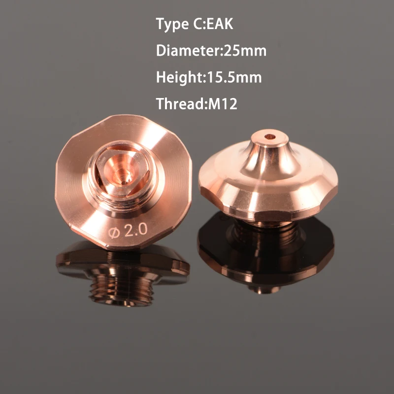 Miễn Phí Vận Chuyển OEM EAA EAU EAK Sợi Cắt Laser Vòi Phun Cho Máy Kim Loại 0.8 Sang 2.7Mm Dia25mm H15.5mm đường Chỉ May 12Mm