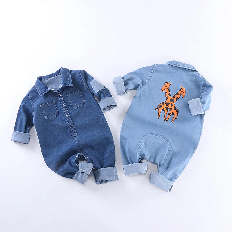 Soft Denim Baby Romper giraffe Infant Newborn Jumpsuit Babies Boy Girls Costume Cowboy Fashion Jeans Children rompers RM19013