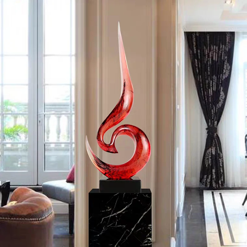 Abstract and simple transparent resin sculpture room  office building hotel teahouse decoration home living room glare ornaments