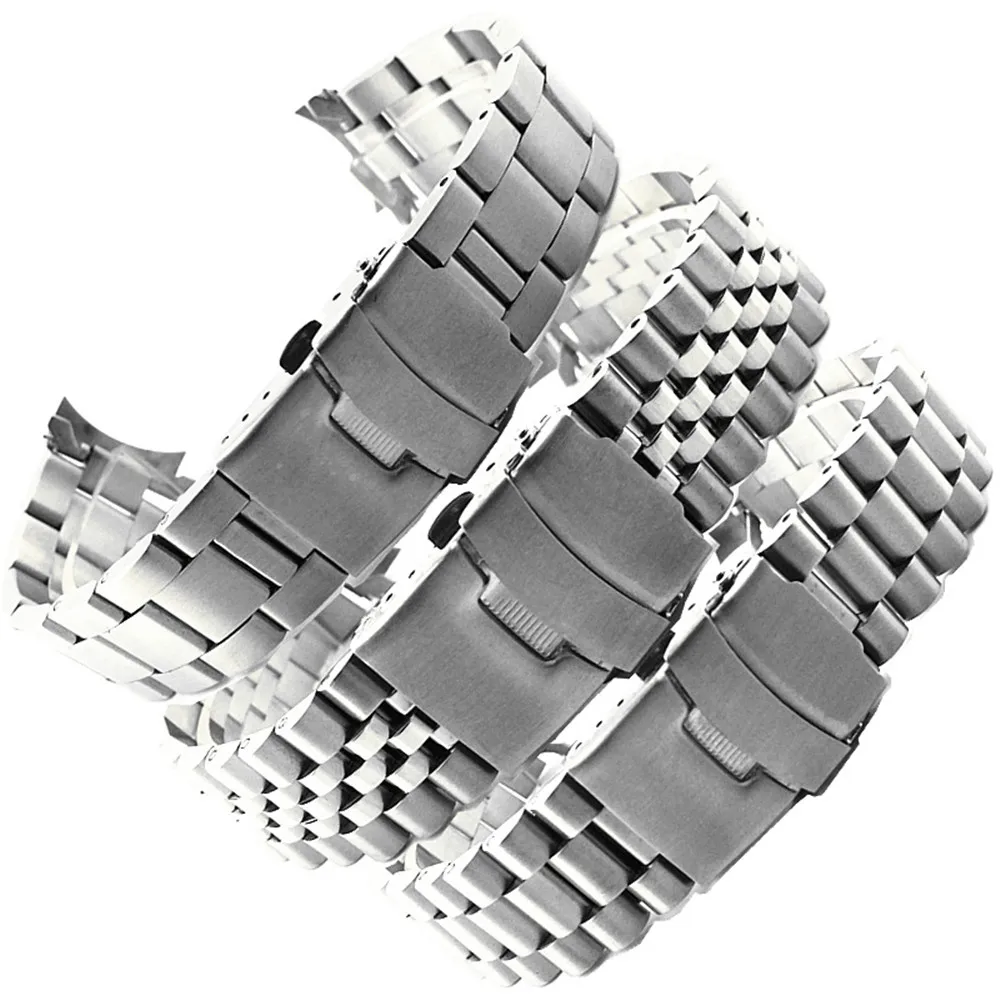 20mm 22mm Solid Stainless Steel Watch Band Men Women Metal Curved End Diving Sport Strap Bracelet Band for Seiko SKX007 SKX009