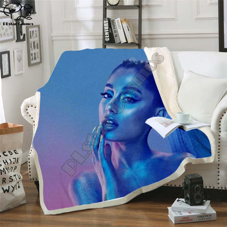 Ariana Grand Fleece Blanket Plush 3d Printed for Adults Sofa Sherpa Fleece Bedspread Wrap Throw Blanket style-5