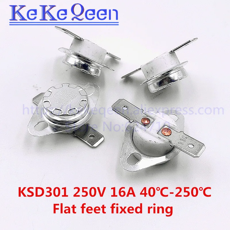 KSD301 250V 16A 260Degc Temperature switch Normally closed Flat foot Fixed ring 140 165 175 180 190 195 200 210 220 230 240 250C