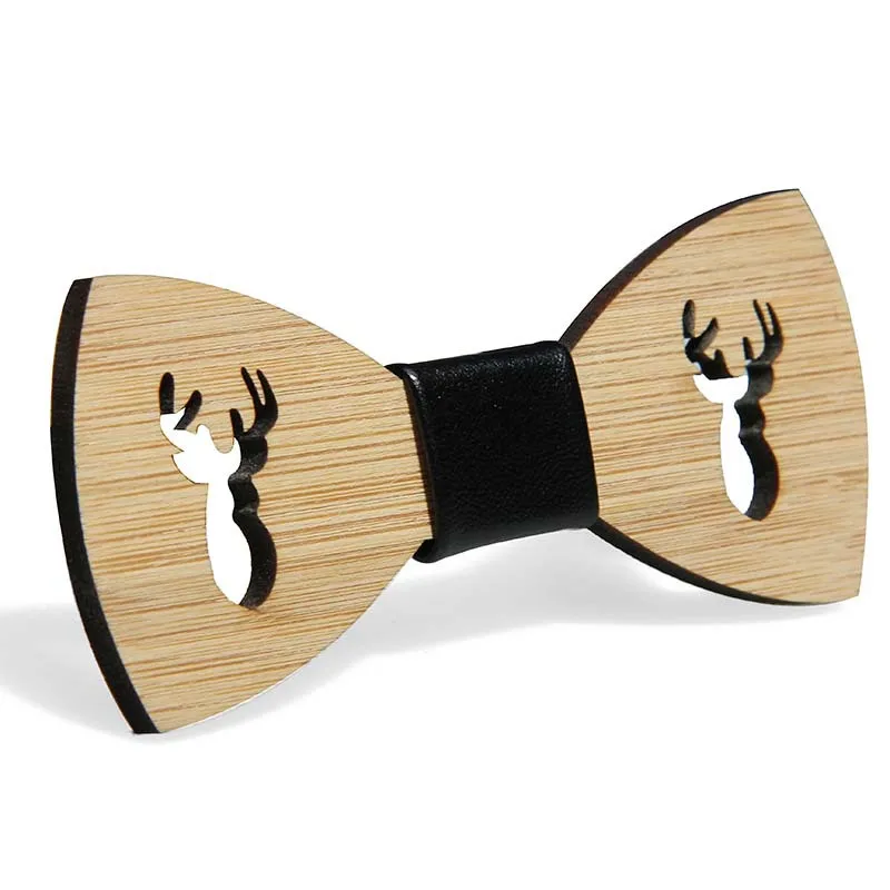 New Men\'s Classic Bamboo Wood Fashion Bow Ties Laser Cut Wooden Boys Hollow Butterfly Bow knots Gravatas Cravat For Man ties