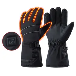 Winter Electric Heated Gloves Motorcycle Gloves Waterproof Heated Moto Touch Screen Battery Powered Cycling Gloves For Winter