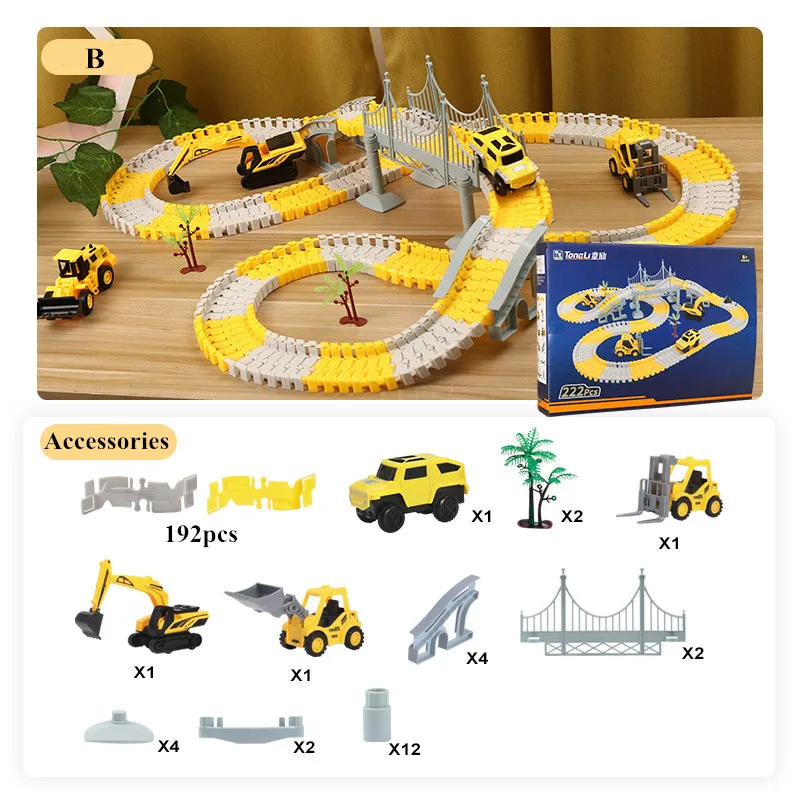 Diy Assembly Toys Electric Train Rail Railway Car Children's Engineering Truck Excavator Model Interaction Early Educational Toy