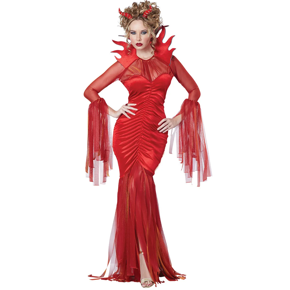 

Halloween Day of the Dead Red Devil Horror Vampire Dress Stage Performance Evil Ghost Zombie Witch Gothic Cosplay Costume