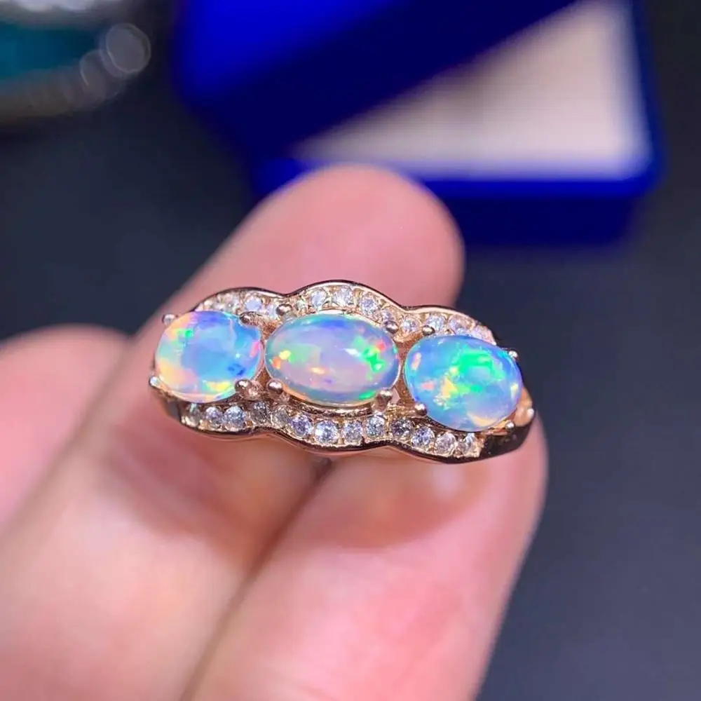 

Opal Ring natural And Real Opal gemstone classic ring in 925 sterling silver gemstone jewelry with gift box
