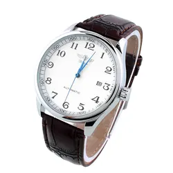 Simple Mechanical Wristwatch with Automatic Date Leather Strap 2021 New Dropshipping Best Selling Watch Механические мужские час