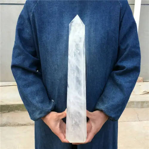 Very long  natural transparent quartz crystal Obelisk point healing wand