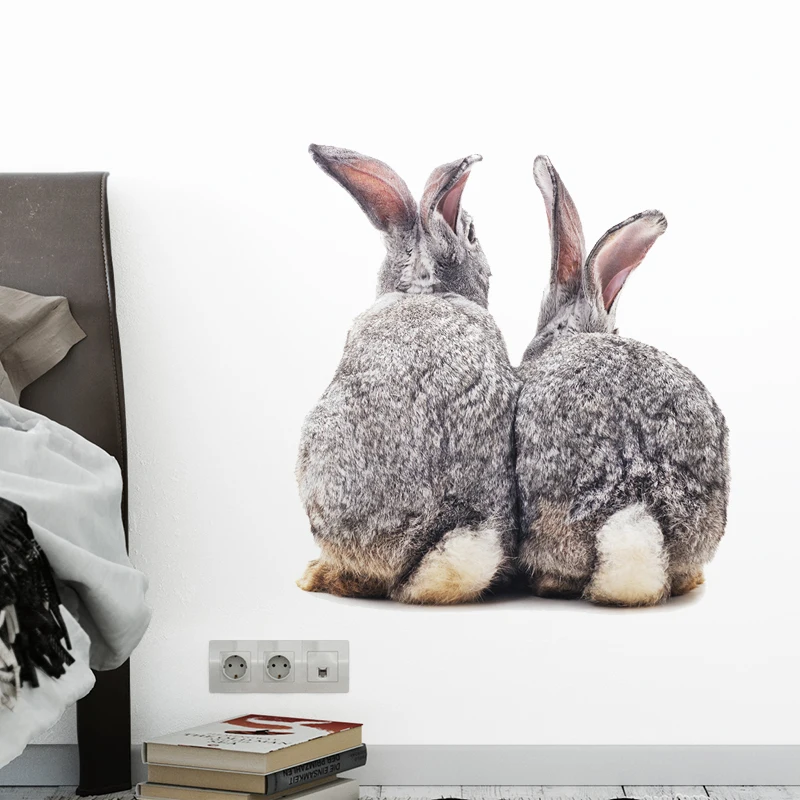 9styles Watercolor Animals Wall Stickers for Living room Bedroom Kids rooms Wall Decor Rabbit Fox Birds Wall Decals Home Decor