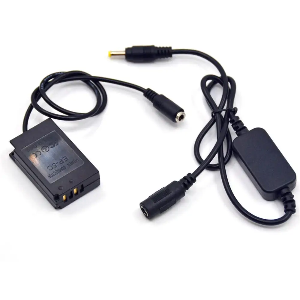 12V-24V 스텝 다운 충전기 케이블 EH-5 + EP-5C DC 커플러 EN-EL20 ENEL20 니콘 1J1 1J2 1J3 1S1 1AW1 1V3 p1000 용 더미 배터리