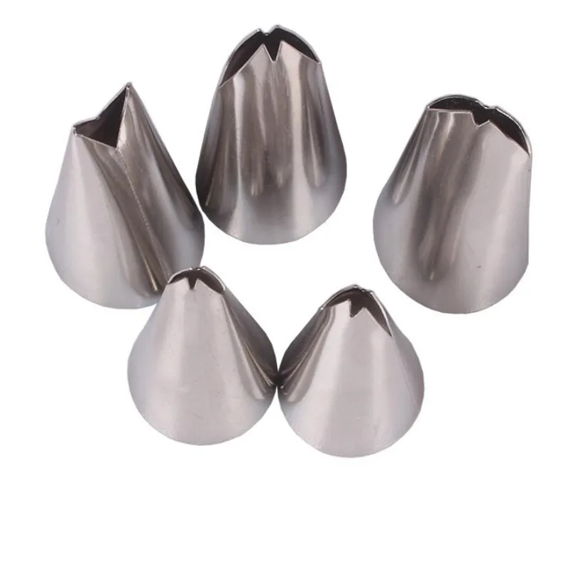 Leaves Nozzles Set 5Pcs Stainless Steel Icing Piping Nozzle Pastry Tips For Cream Cake Fondant Baking Decorating Tools