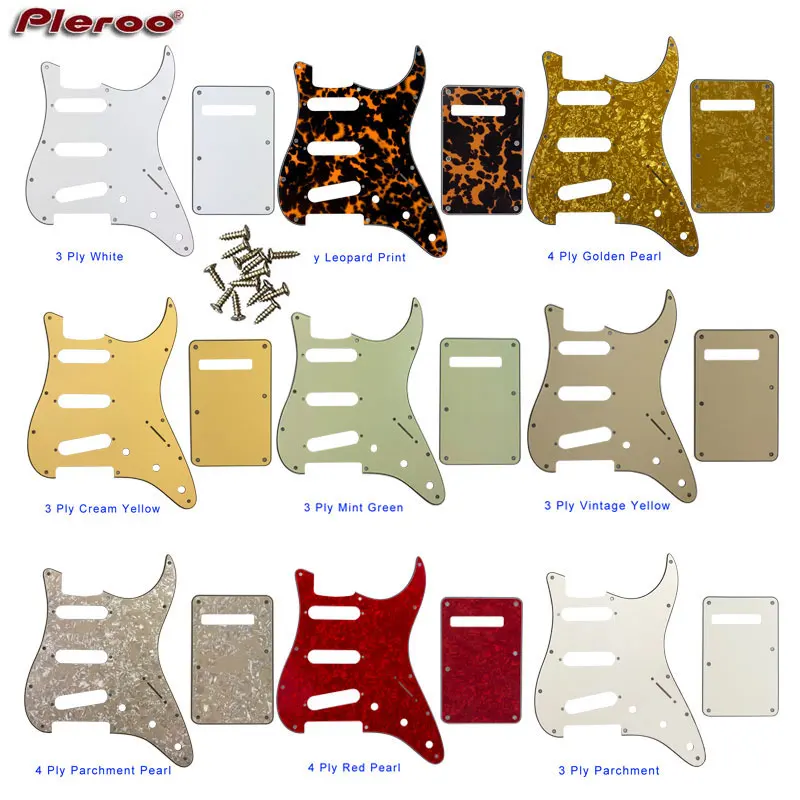 Pleroo Parts - For US Anti-Pickup Scratch Plate Strat With 11 Srew Hole For SSS Pickguard & Back Plate Guitar Pickguard
