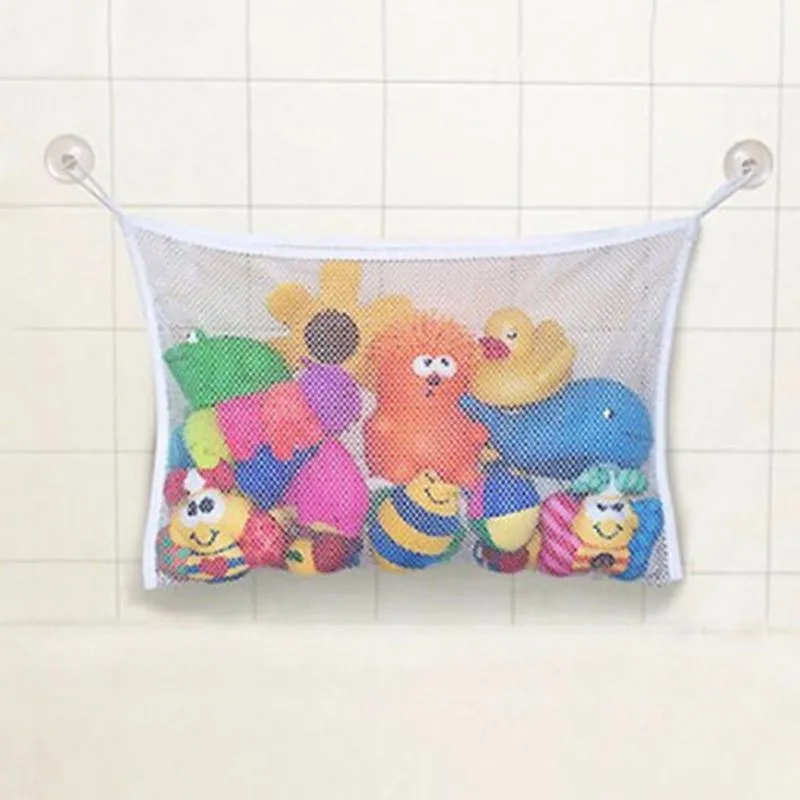 Children Bathroom Mesh Bags Kids Toys Tidy Bag with Net Baby Bath Toy Storage Suction Cup Bag Infant Bathing Hanging Organizer