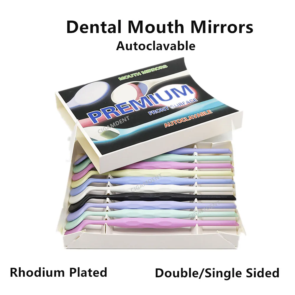 Dental Oral Exam Mouth Mirrors Rhodium Front Surface Double Single Sided Photography Mirror Glass Reflector Orthodontic Material