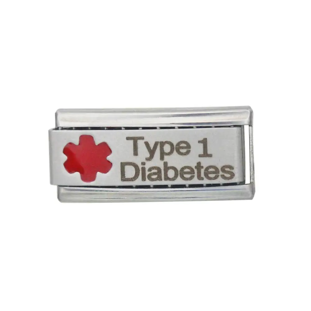 Emergency custom disease patient super link Type 1 Diabetes medical alert awareness Italian charms bracelet fit Zoppini