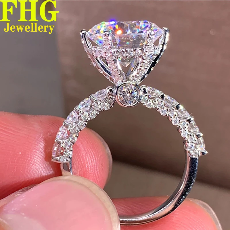 

9K Au375 White Gold Ring DVVS Moissanite Diamonds 3 Carat Round Luxury Wedding Party Engagement Anniversary Ring