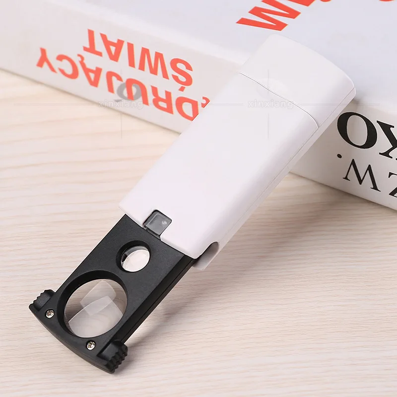 Handheld Portable Pull-Type High Power Gems Identification with LED Lights 20 Times 45 Times Double Lens Magnifying Glass