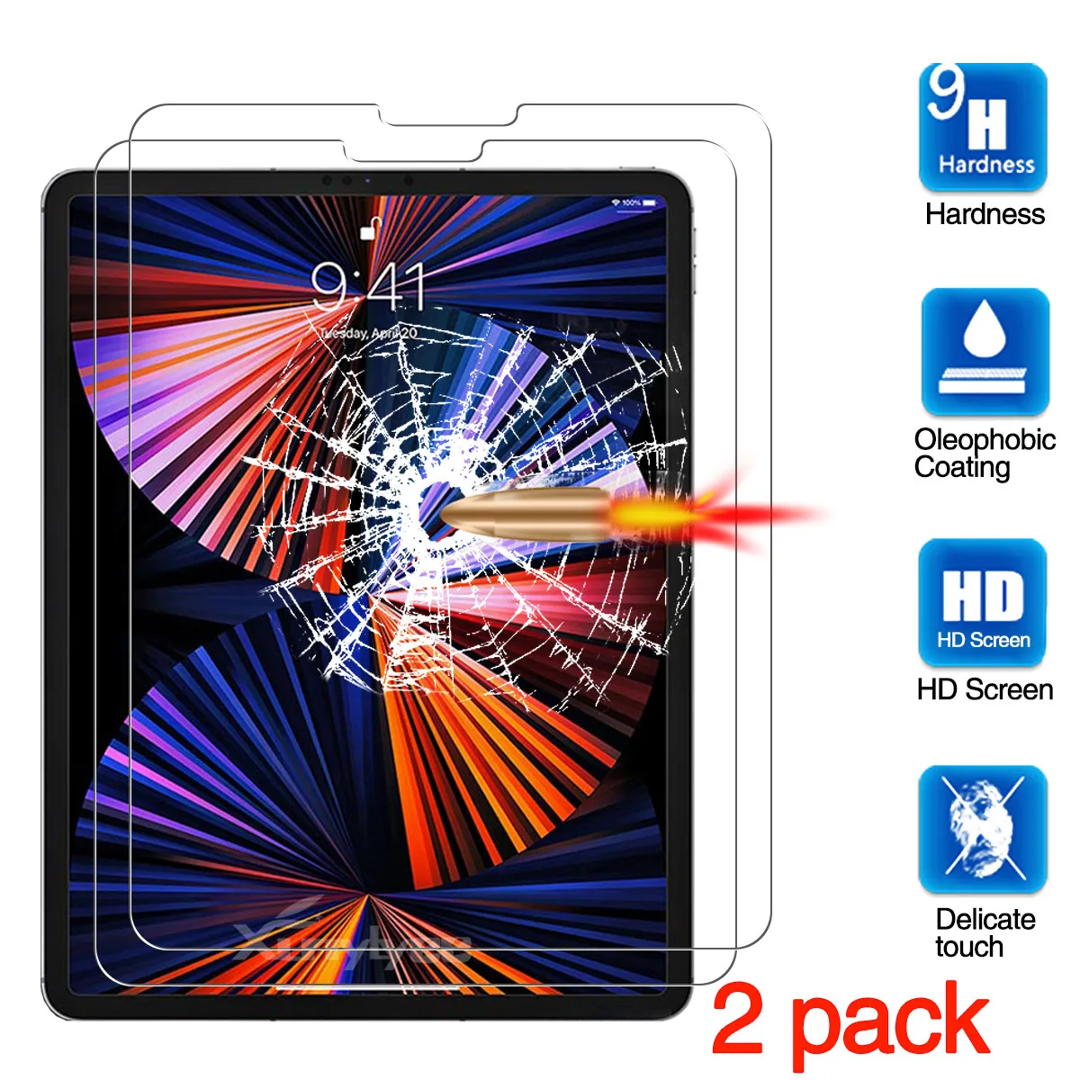 

for iPad Pro 12.9 2021 Screen Protector, Tablet Protective Film Anti-Scratch Tempered Glass for iPad Pro 12.9" 2021