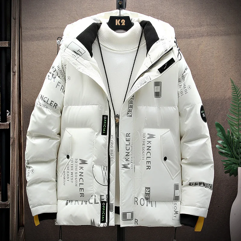 New Winter 2020 Down Jacket Youth Fashion Hooded Warm Coats Male Popular Logo 90% White Duck Down High Quality Drop Shipping