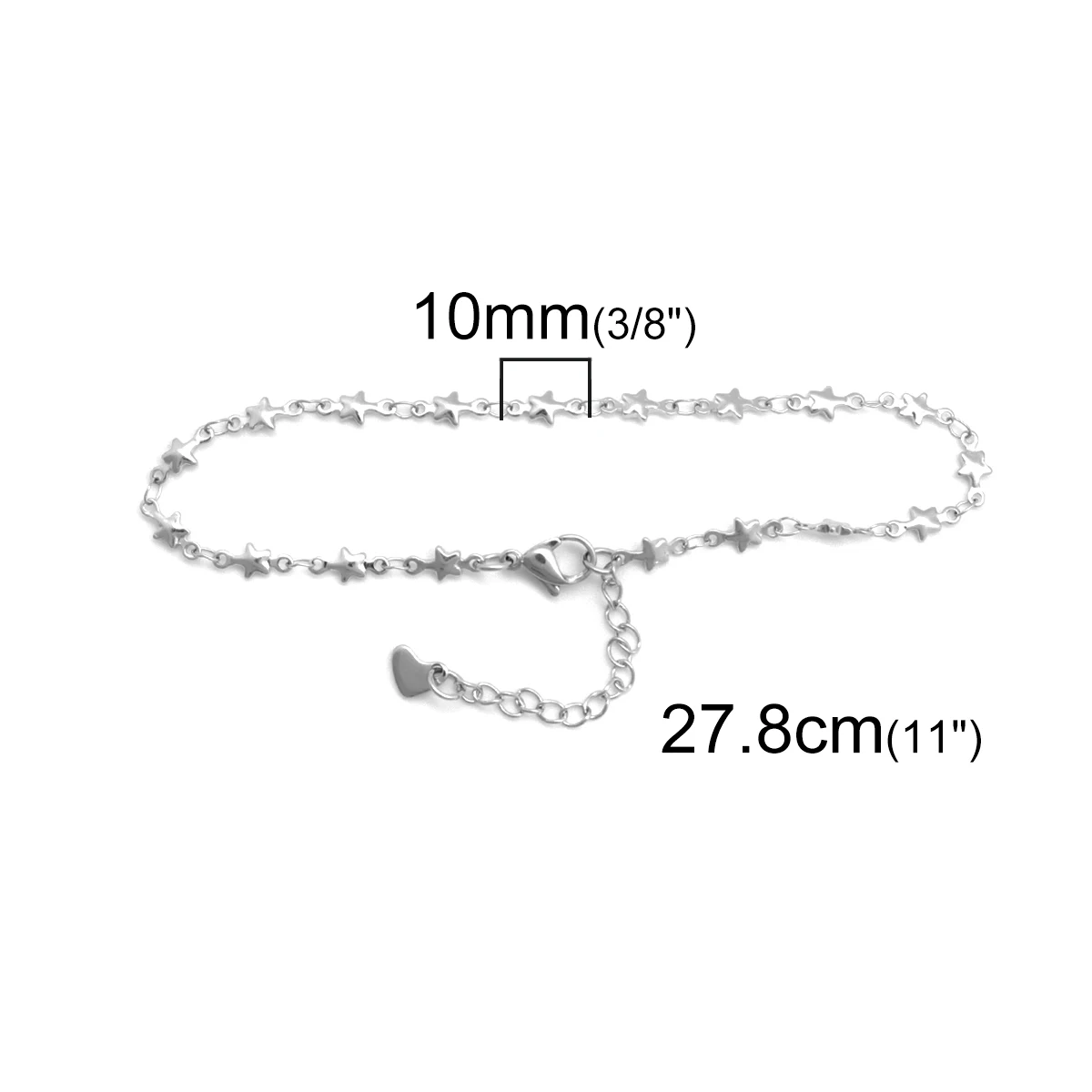 304 Stainless Steel Anklet Silver Color Pentagram Star Anklet For Women Foot Chain Bracelets on the Leg Jewelry Gifts, 1 Piece