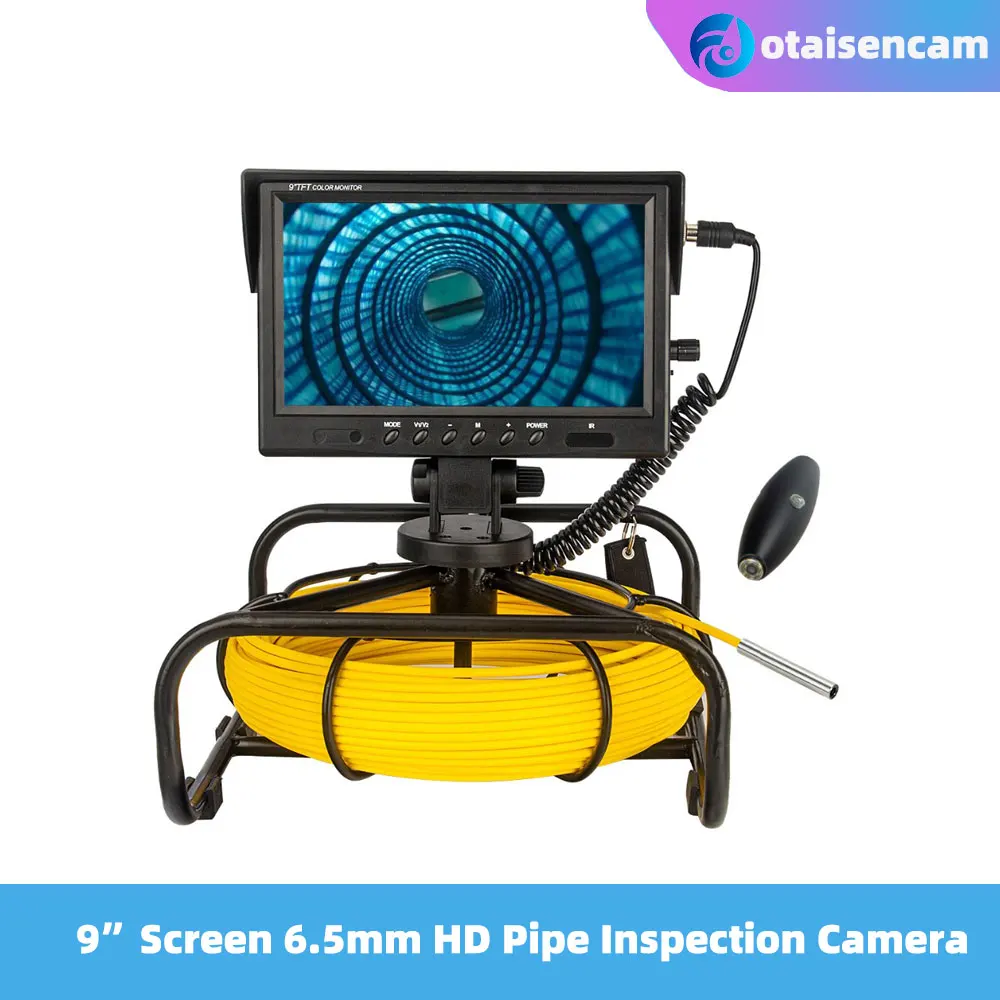 

9 Inch Monitor 6.5mm HD Camera Sewer Drain Pipe Inspection System DVR Wifi Hotspot 20m 30m 50m 5mm Fiberglass Cable