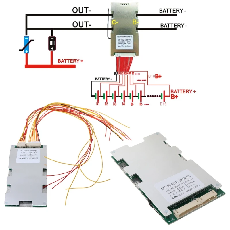 17S 60V 45A Battery Protection Board Li-ion Cell Battery BMS PCB Equalizer Board
