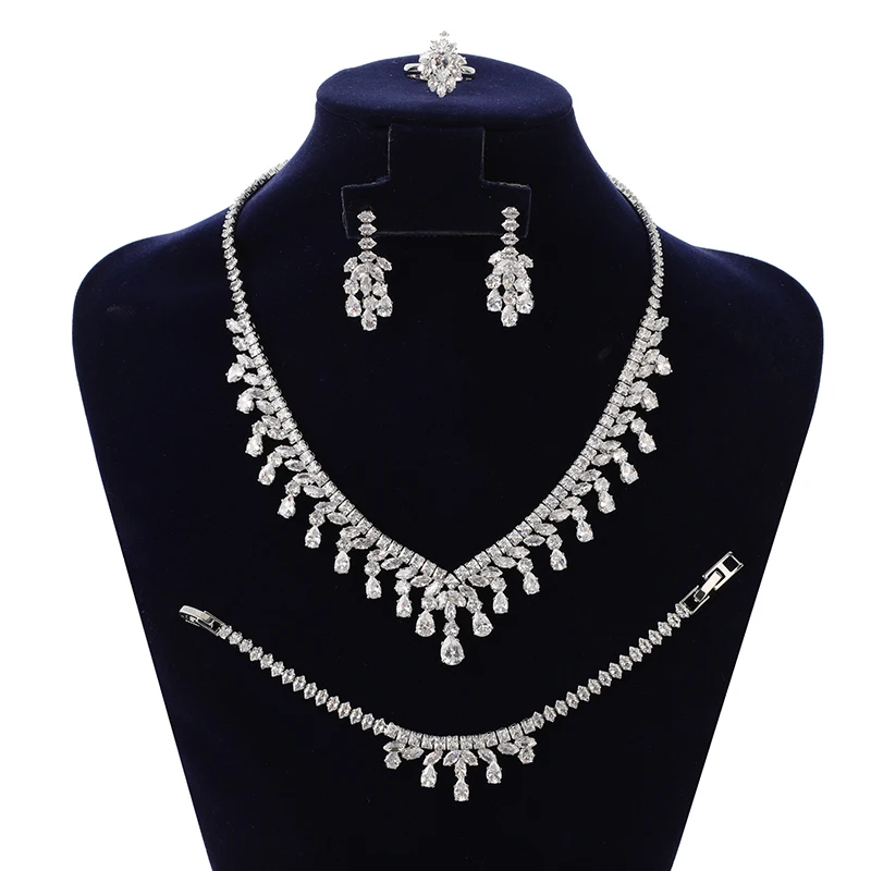 

Jewelry Set HADIYANA Gorgeous Ladies Wedding Party Necklace Earrings Ring Bracelet Set BN7935 Birthday Gift