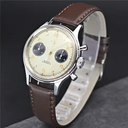 1963 Men's Chronograph Watch Original ST1901 Manual Winding Movement Male Clock 38mm Acrylic Pilot Sapphire Mechanical Watch