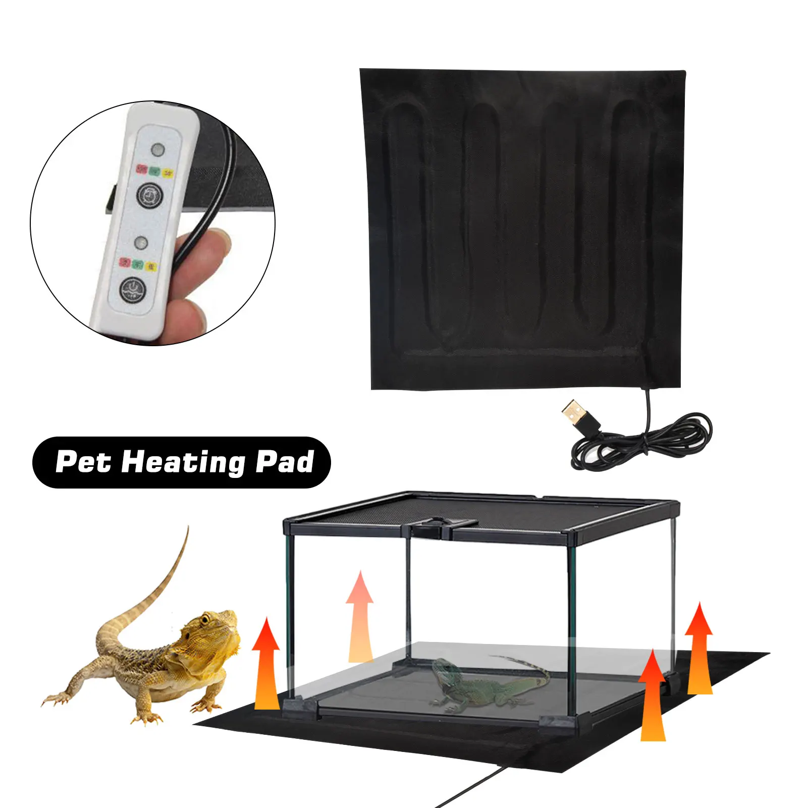 8W Reptile Heat Mat Reptile Terrarium Climbing Pet Heating Warm Pads Adjustable Temperature Controller Mats Reptiles Supplies