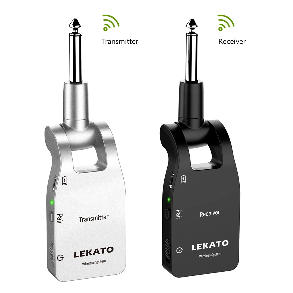 LEKATO WS-10 Wireless Guitar Transmitter Receiver 2.4G Rechargeable 6 Channels 30M Transmission Range Wireless Audio Guitar