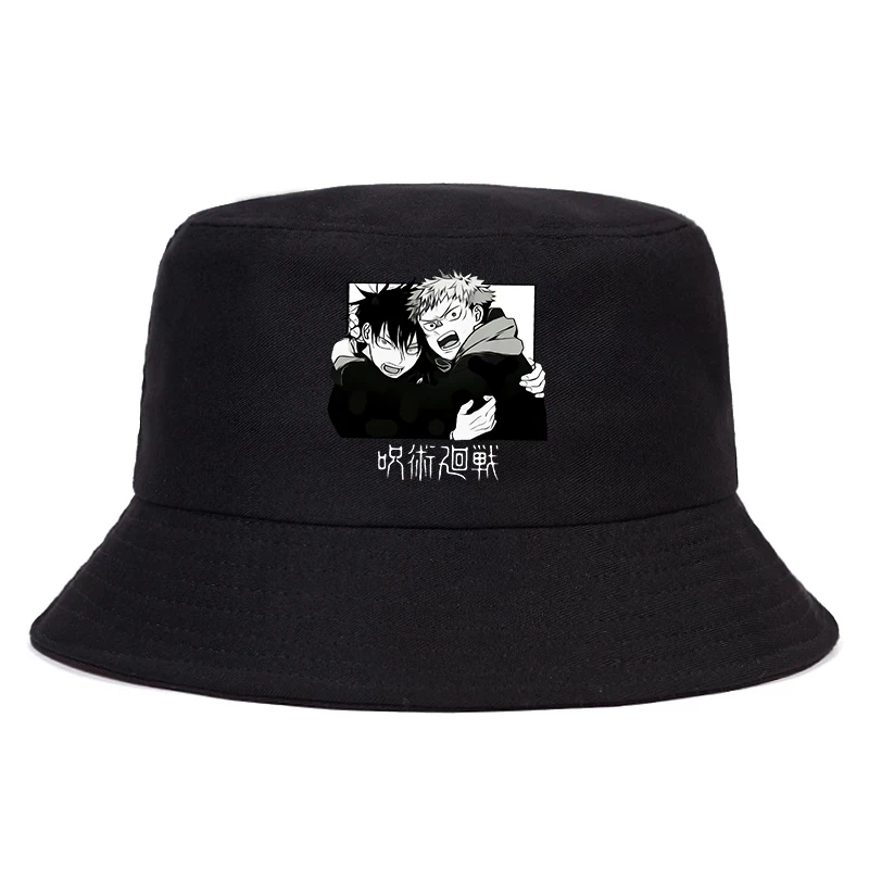 Anime Gojo Jujutsu Kaisen Hot Print Bucket Hat Women Fashion Fishing Bob Hats For Men Harajuku Sunscreen Sun Men\'S Fisherman Cap