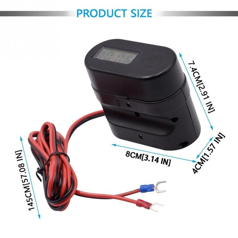Motorcycle Waterproof Car Cigarette Lighter Socket Kit Dual Moto Usb Charger Power LED Voltmeter Time Display For Boat ATV