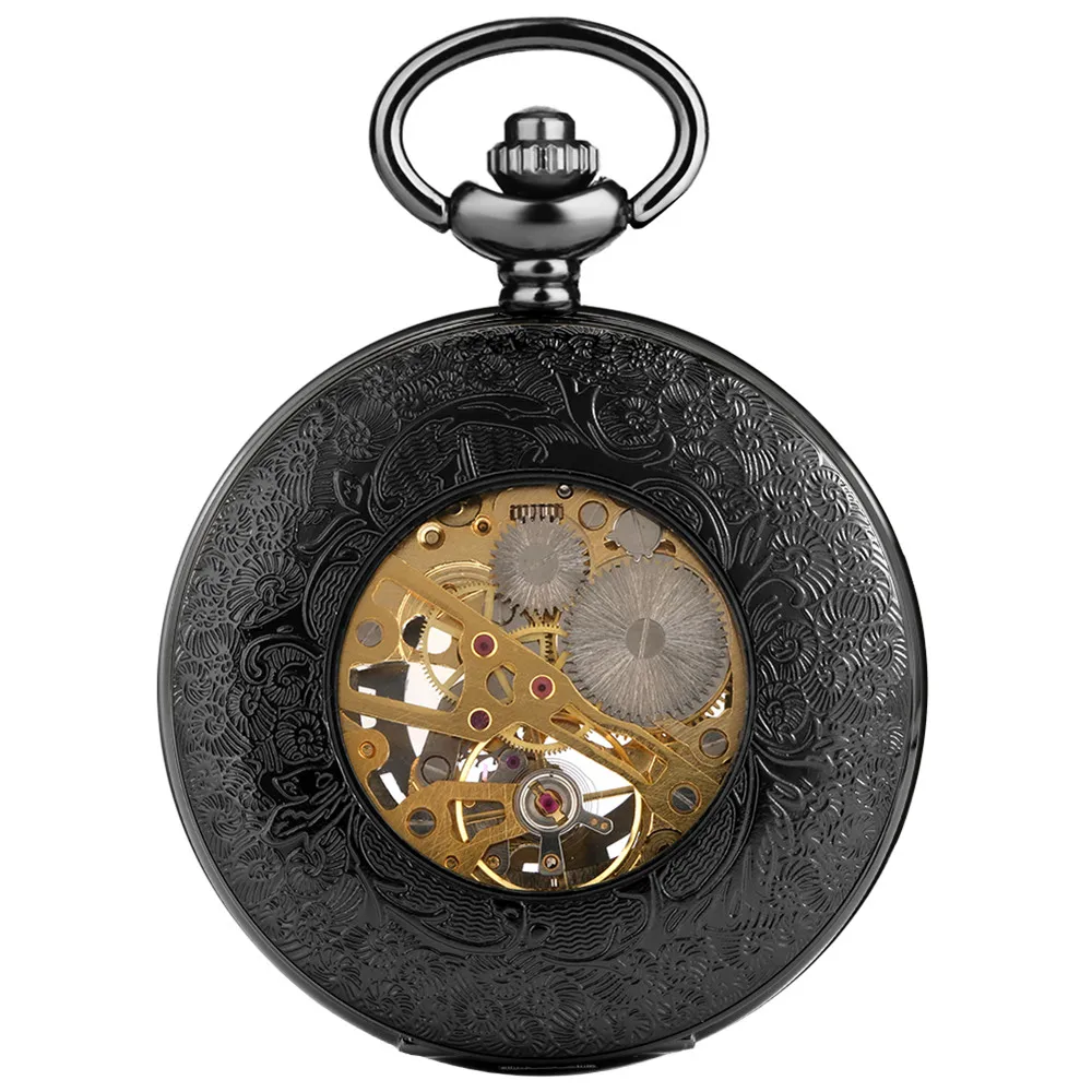 Classic Gold Mechanical Hand Winding Pocket Watch Shield Snake Pattern Vintage Pendant Manual Machinery Timepiece Gifts Male