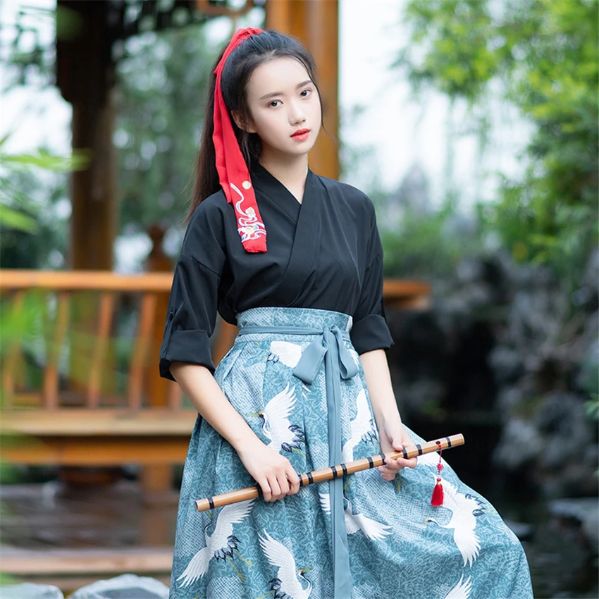 Kimono Dress Women Haori Japanese Style Kawaii Girls Crane Sakura Yukata Vintage Party Japan Dance Costume Samurai Cosplay