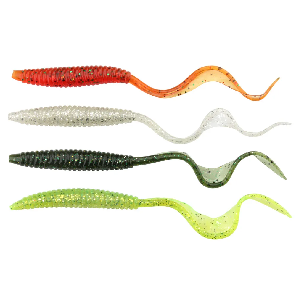 Spinpoler 18Cm 13Cm Zachte Lokken Worm Baits Flexibele Lange Staart 4 Kleuren Silicone Regenworm Worms Levensechte Vissen Lokken 5 Stks/pak